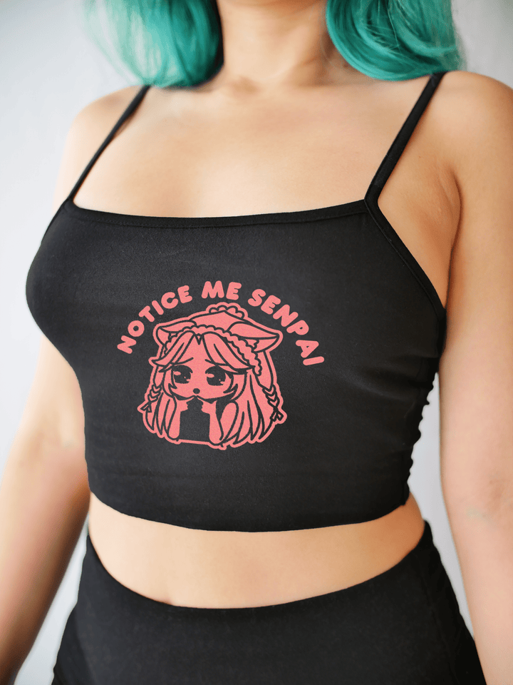 PixelThat Crop Top S / Black Notice Me Senpai Crop Top