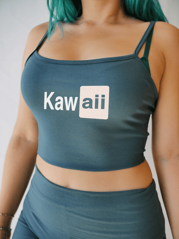 PixelThat Crop Top S / Dusk Teal Kawaii Crop Top