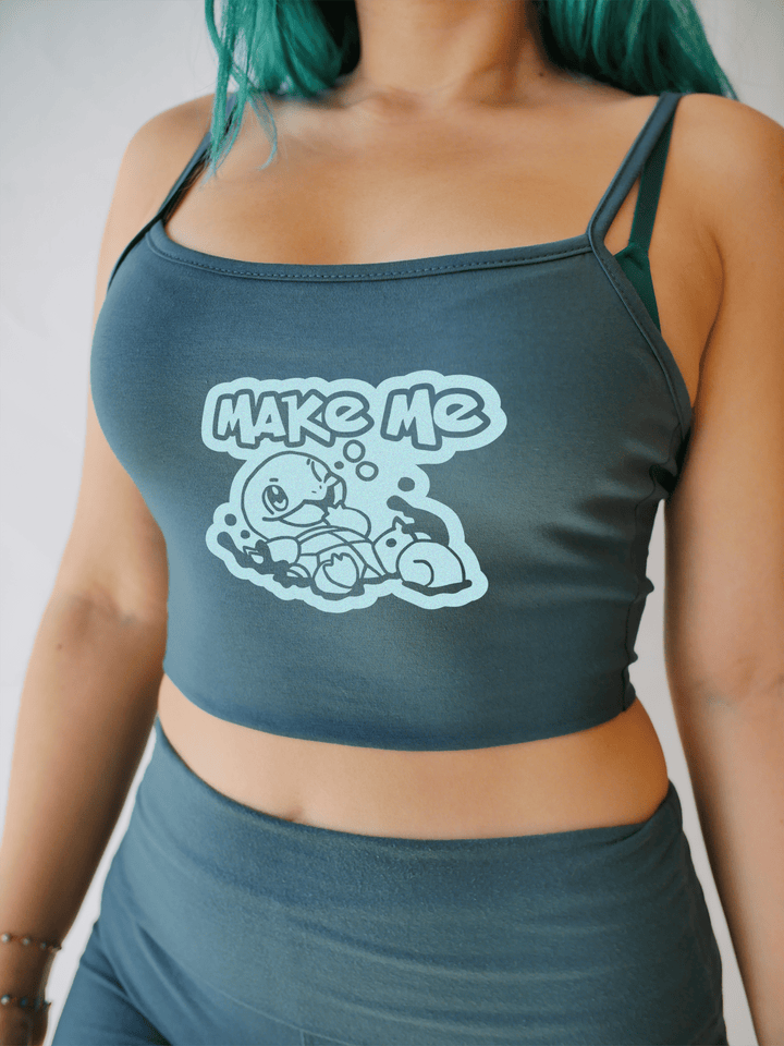 PixelThat Crop Top S / Dusk Teal Make Me Squirt-le Crop Top