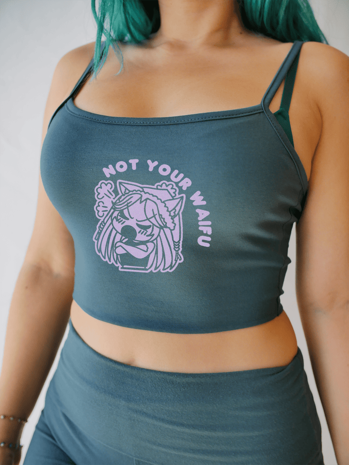 PixelThat Crop Top S / Dusk Teal Not Your Waifu Crop Top