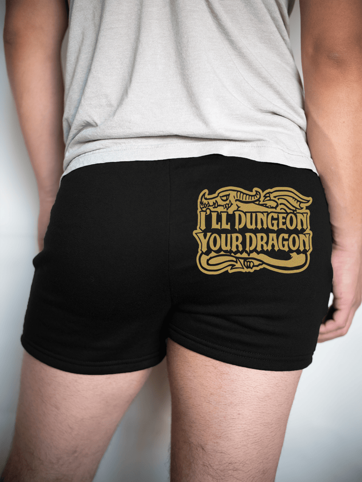 PixelThat Punderwear Shorts Black / S / Back I'll Dungeon Your Dragon Sweat Shorts