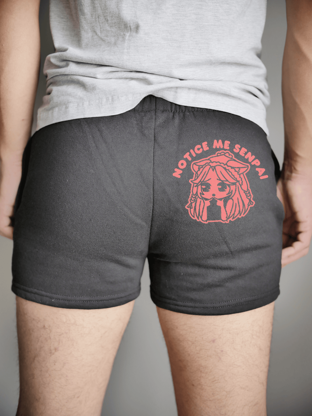 PixelThat Punderwear Shorts Black / S / Back Notice Me Senpai Men's Gym Shorts