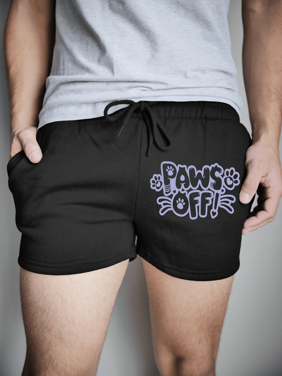 PixelThat Punderwear Shorts Black / S / Front Paws Off Gym Shorts