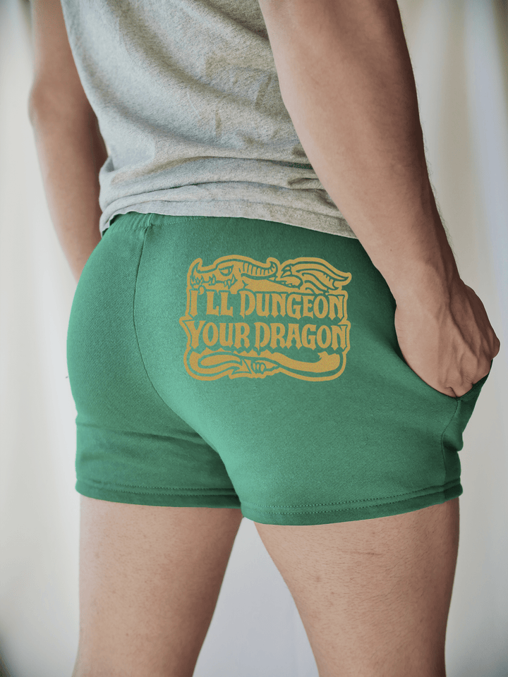 PixelThat Punderwear Shorts Kelly Green / S / Back I'll Dungeon Your Dragon Sweat Shorts