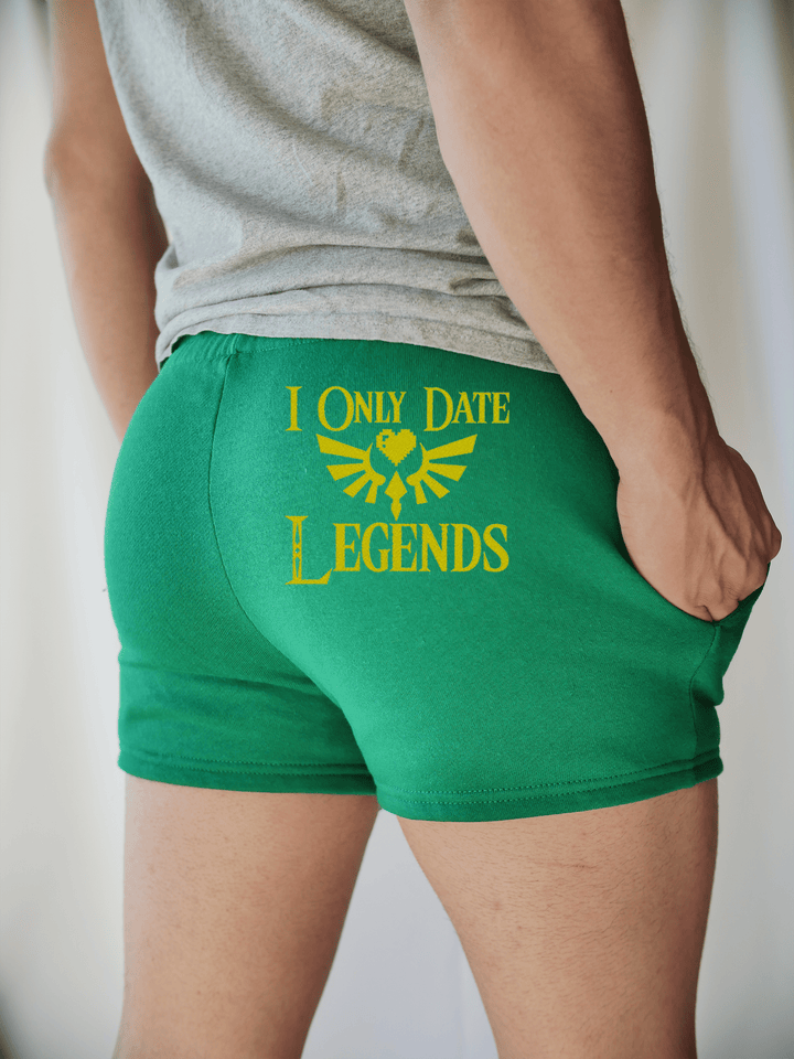 PixelThat Punderwear Shorts Kelly Green / S / Back I Only Date Legends Men's Gym Shorts