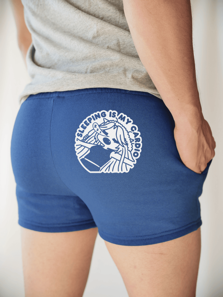 PixelThat Punderwear Shorts Royal Blue / S / Back Sleeping Is My Cardio Men's Gym Shorts