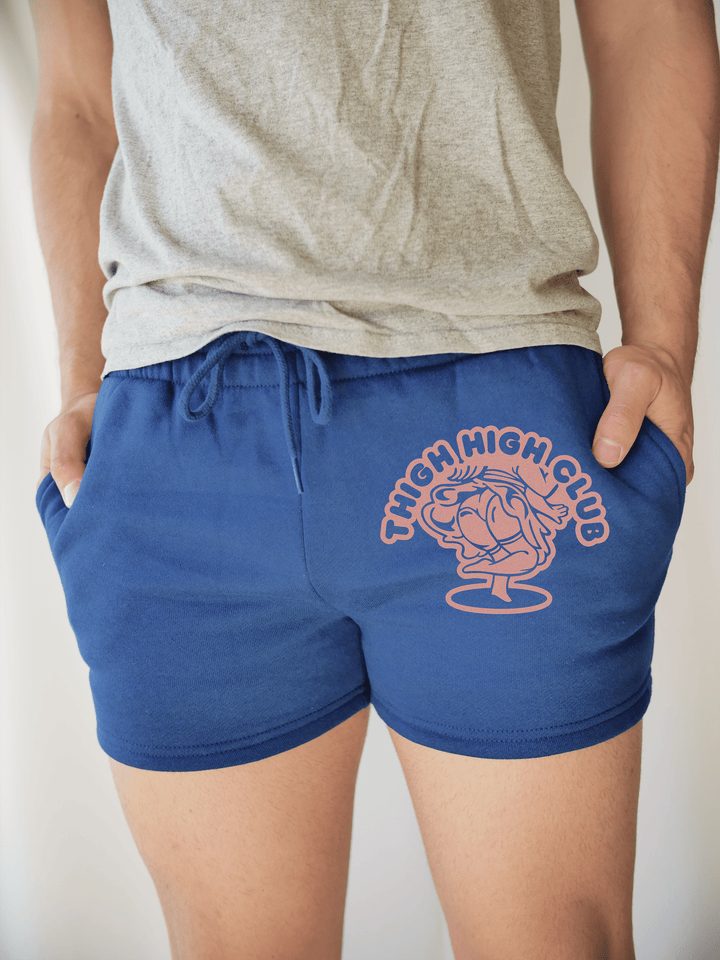 PixelThat Punderwear Shorts Royal Blue / S / Front Thigh High Club Men's Gym Shorts