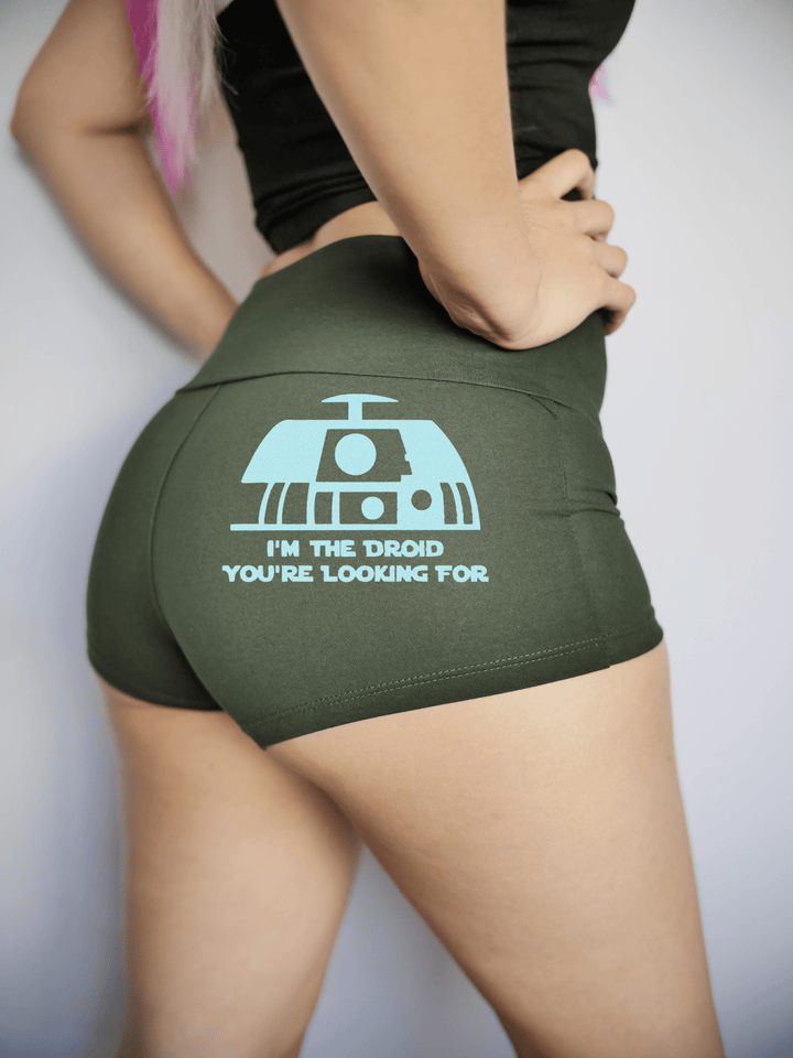 PixelThat Punderwear Yoga Shorts S / Dark Green I'm The Droid Yoga Shorts