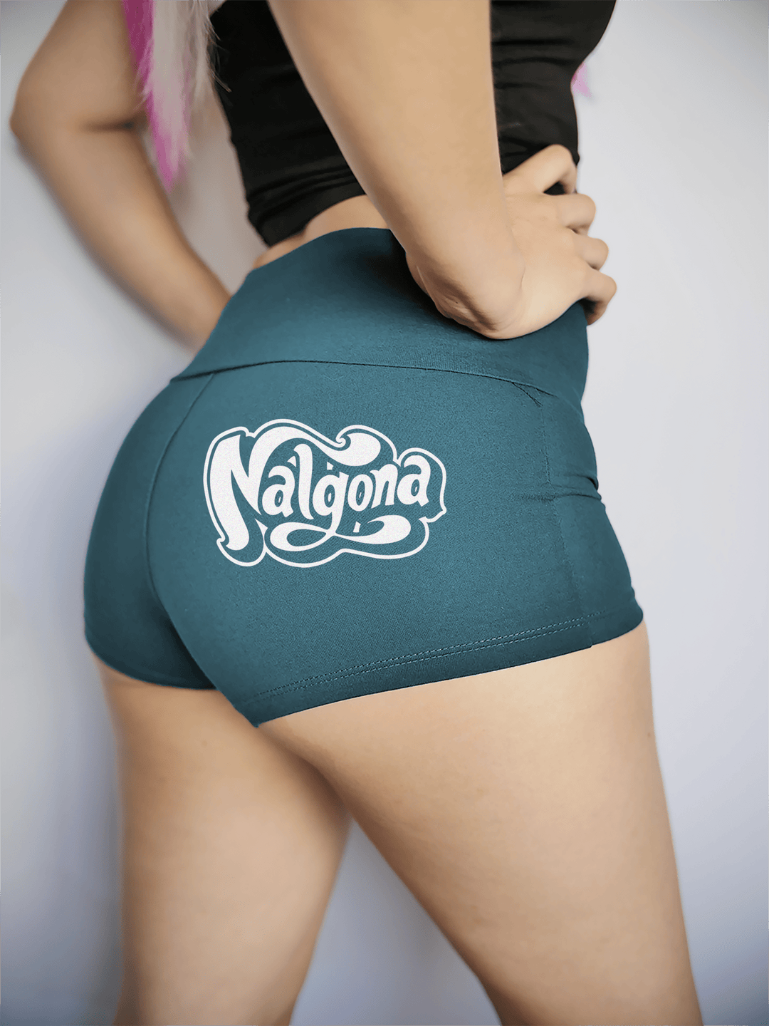 PixelThat Punderwear Yoga Shorts S / Dusk Teal Nalgona Yoga Shorts