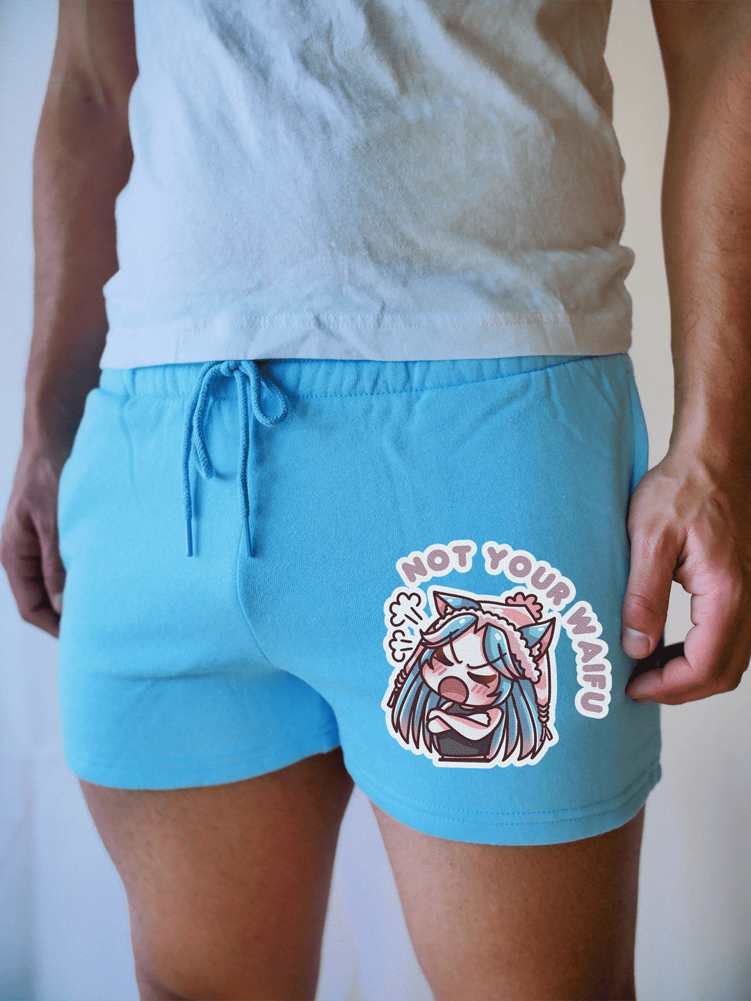 PixelThat  Shorts Light Blue / S / Front Not Your Waifu Pixel PJ SweatShorts