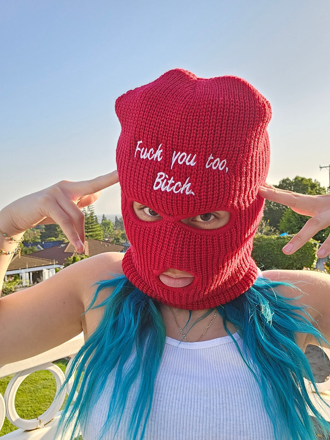 PixelThat Ski Mask 3 Hole Beanie Ski Mask - F*ck You Too