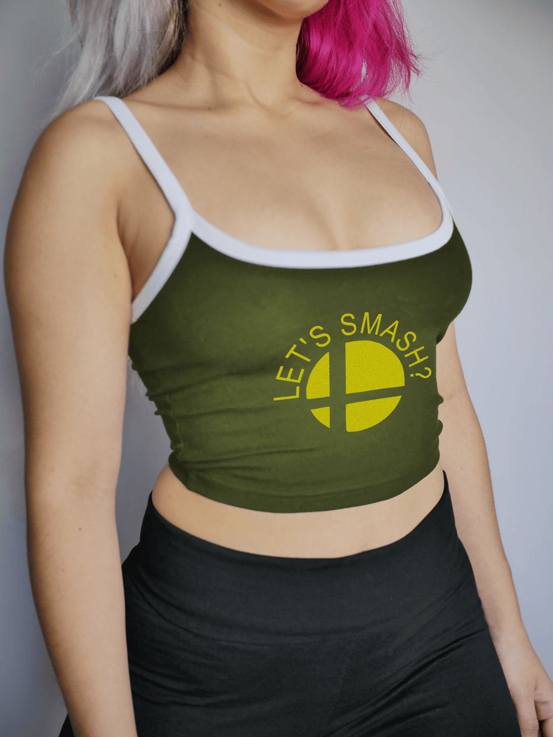 PixelThat Punderwear Tops Olive / Small Let's Smash Crop Top