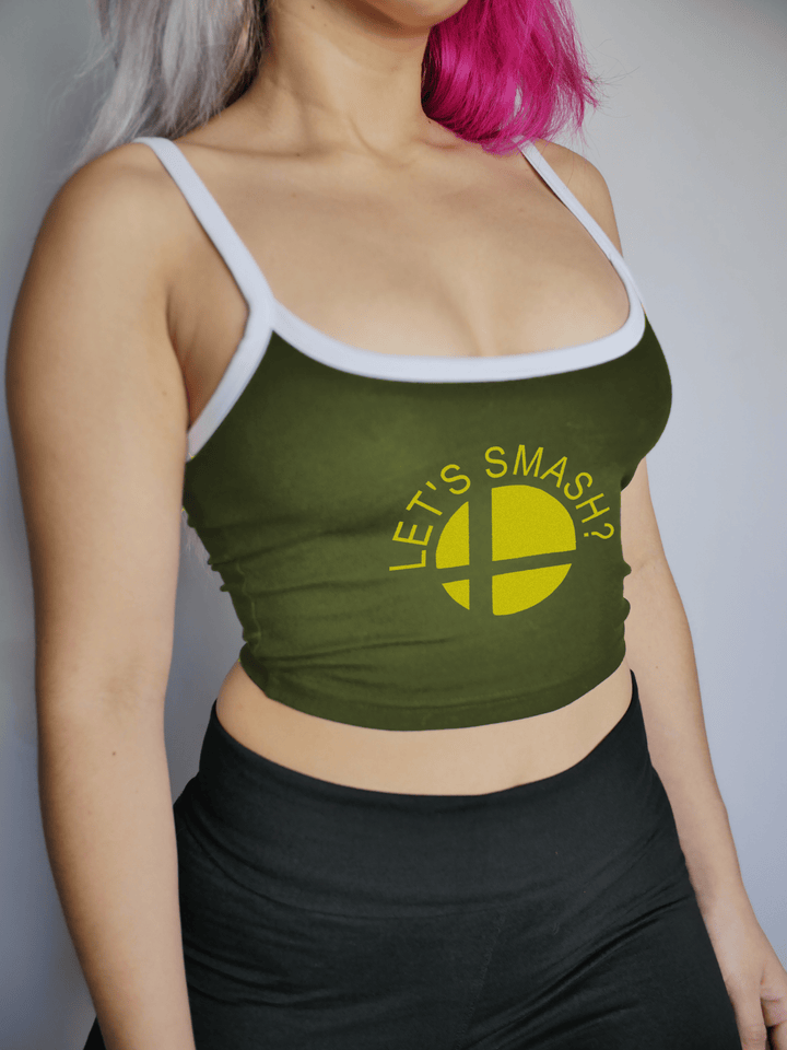 PixelThat Punderwear Tops Olive / Small Let's Smash Crop Top