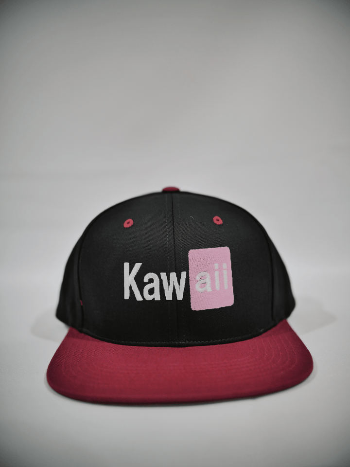 PixelThat Hats Black/Burgundy Kawaii Snapback Hat