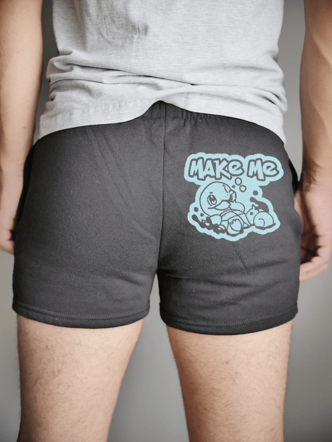 PixelThat Punderwear Shorts Black / S / Back Make Me Squirtle Men's Gym Shorts