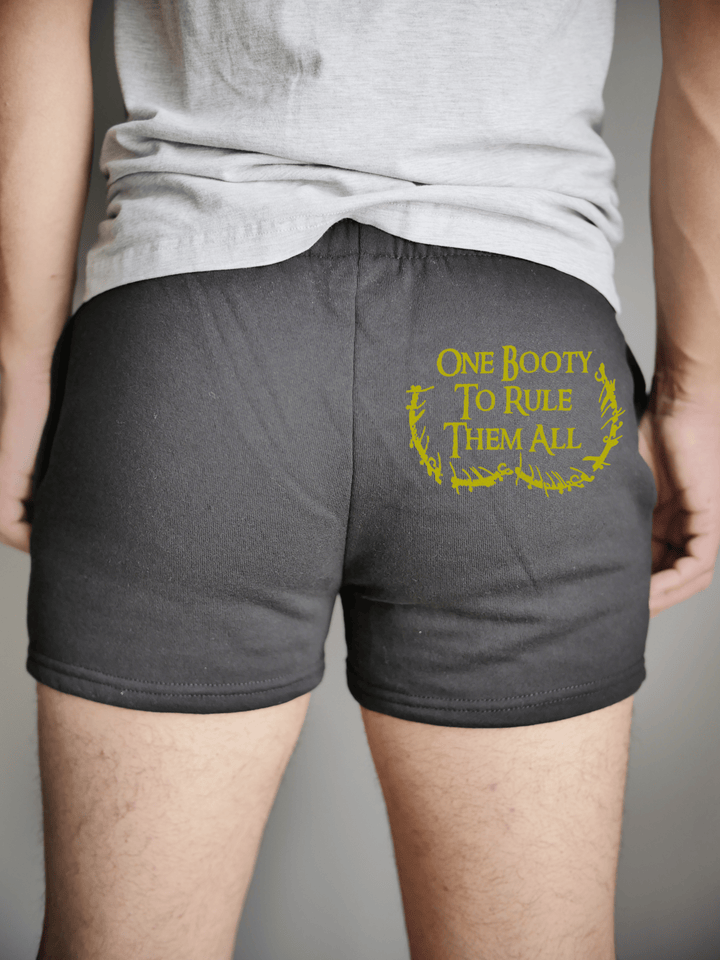 PixelThat Punderwear Shorts Black / S / Back One Booty To Rule Them All Men's Gym Shorts