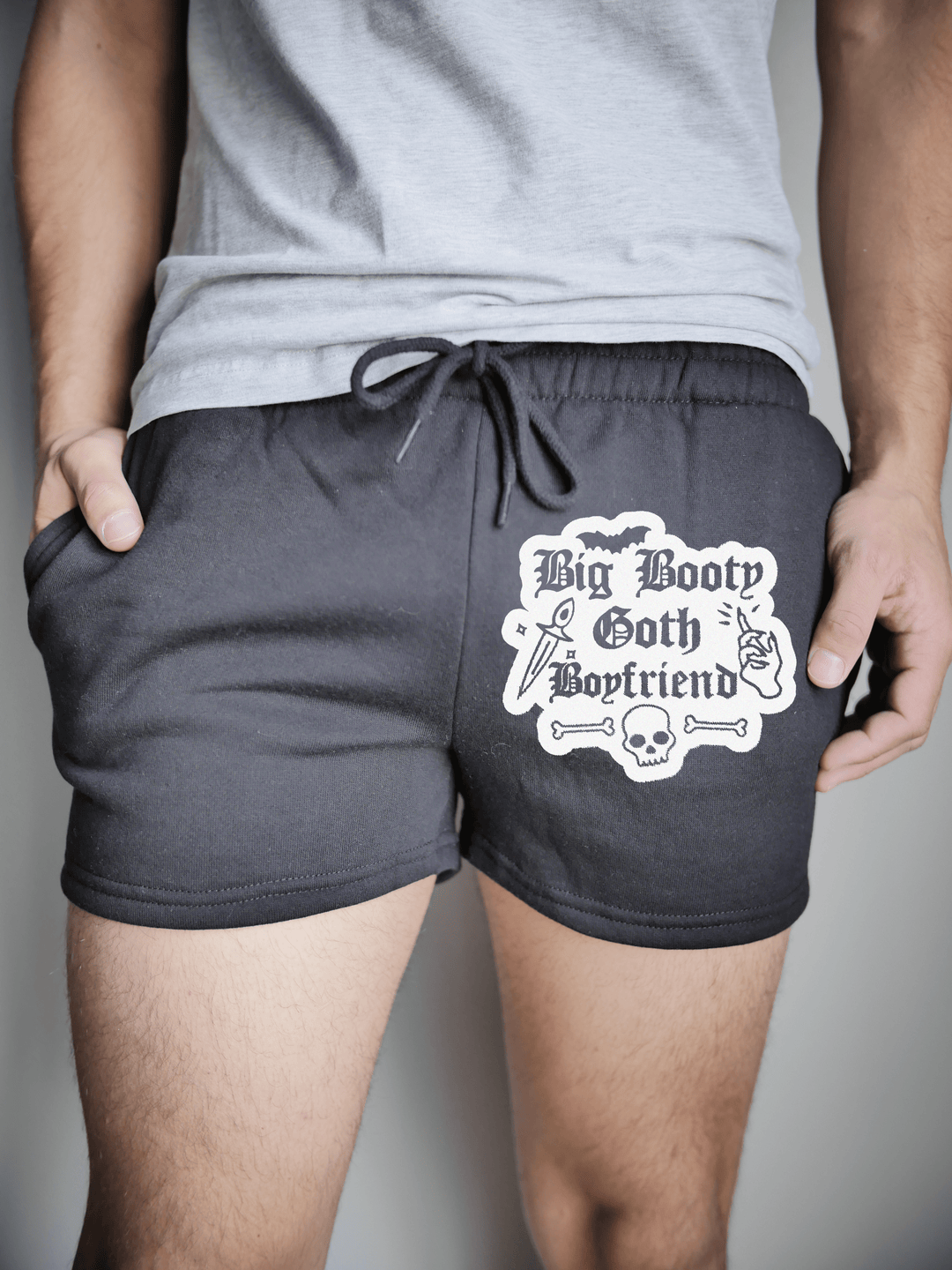 PixelThat Punderwear Shorts Black / S / Front Big Booty Goth Boyfriend Men's Gym Shorts