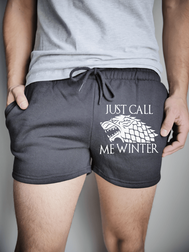 PixelThat Punderwear Shorts Black / S / Front Just Call Me Winter Men's Gym Shorts