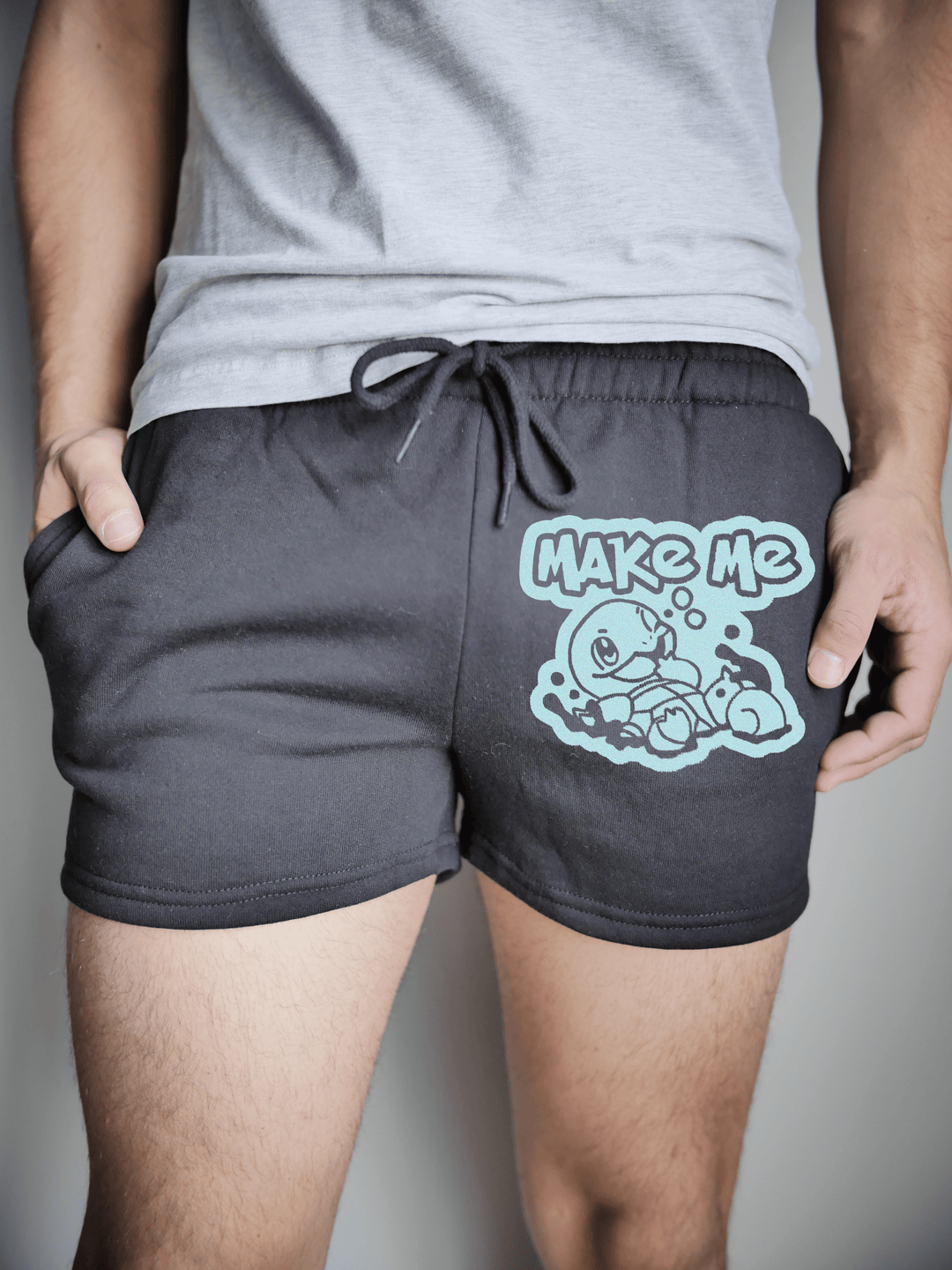 PixelThat Punderwear Shorts Black / S / Front Make Me Squirtle Men's Gym Shorts