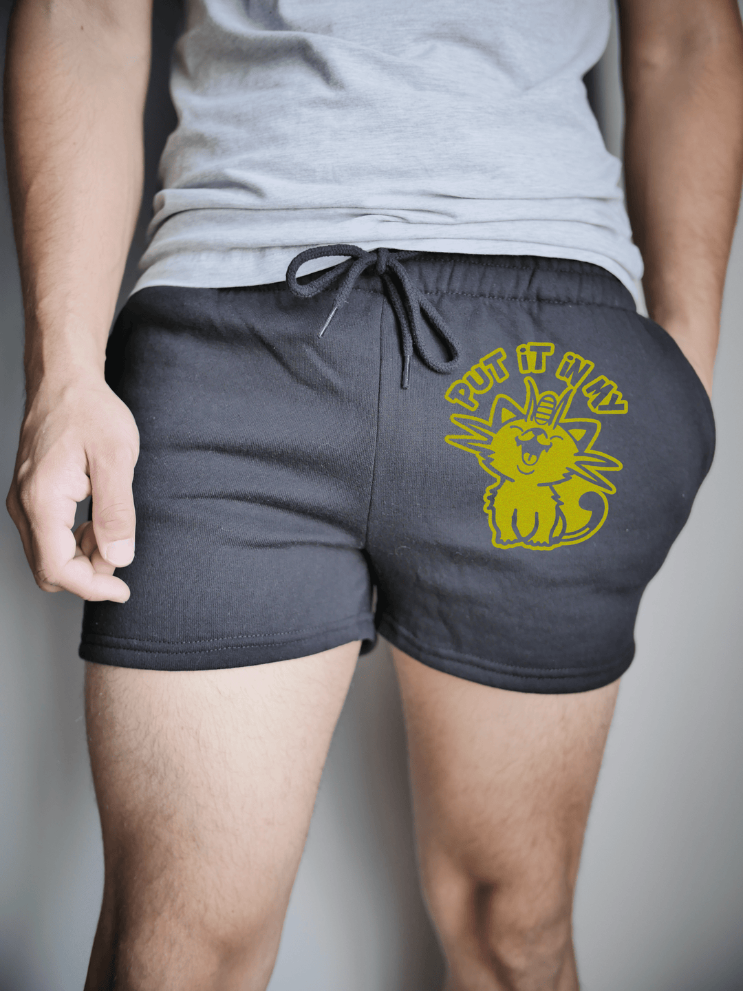 PixelThat Punderwear Shorts Black / S / Front Put It In My Meowth Men's Gym Shorts