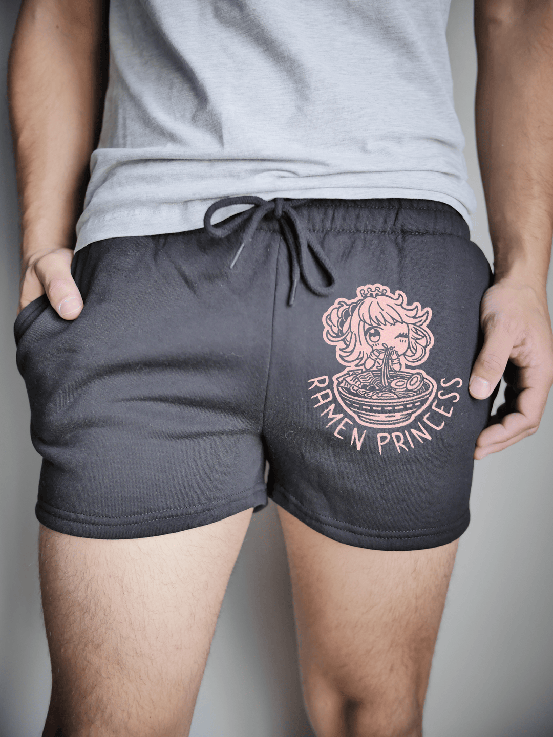 PixelThat Punderwear Shorts Black / S / Front Ramen Princess Men's Gym Shorts