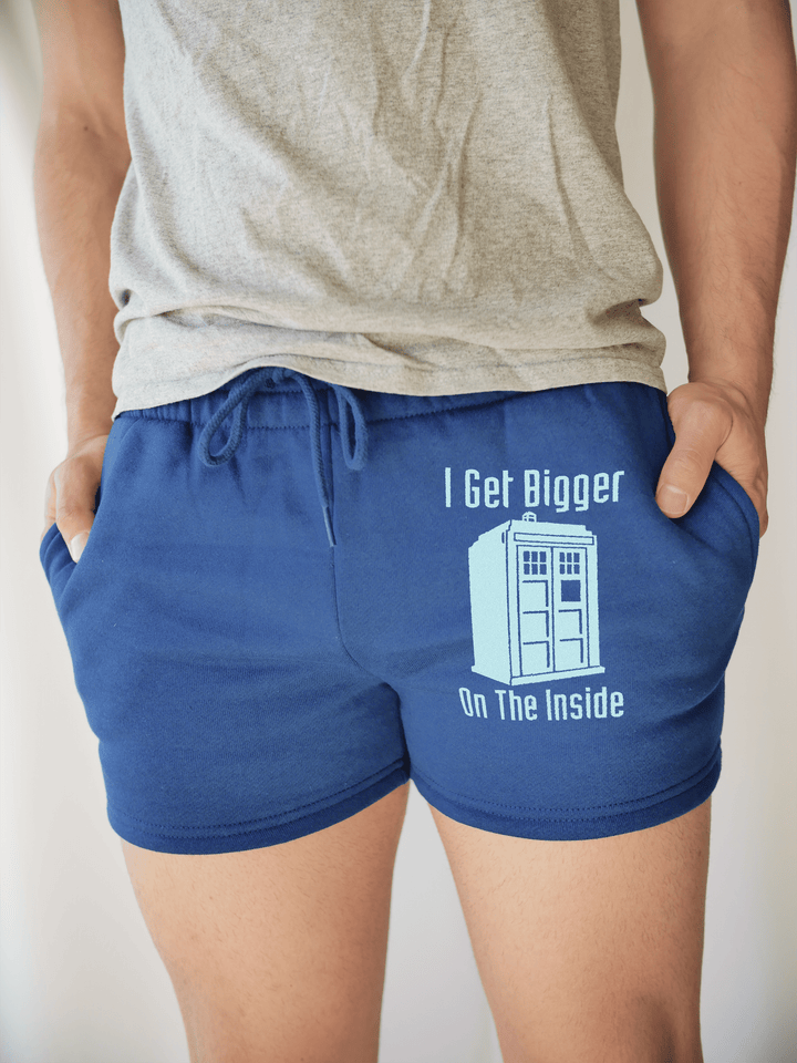 PixelThat Punderwear Shorts Royal Blue / S / Front I Get Bigger On The Inside Men's Gym Shorts