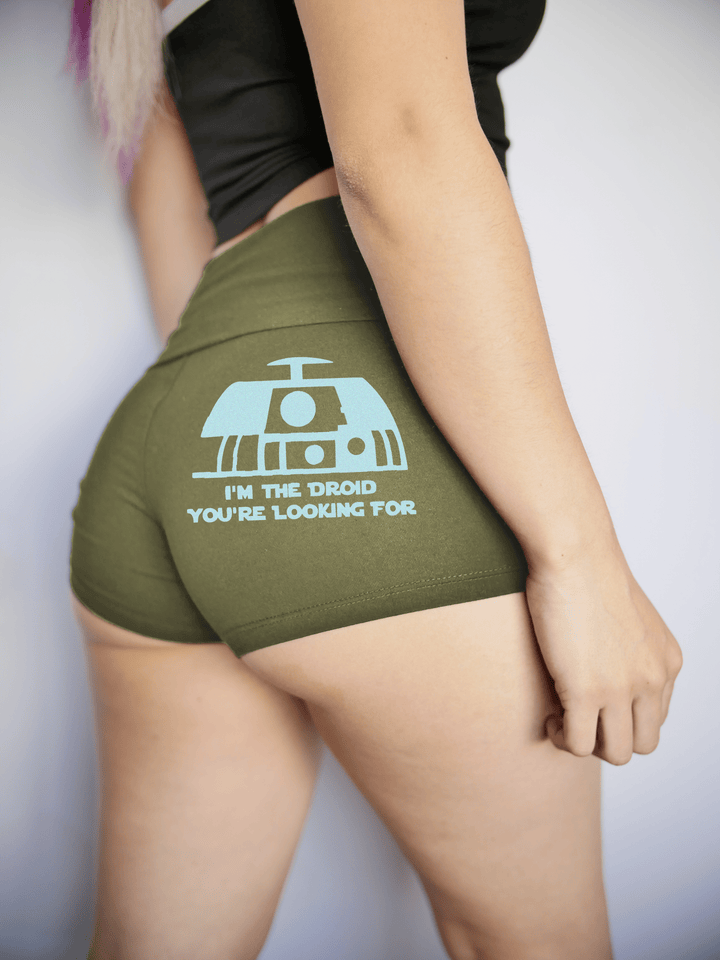 PixelThat Punderwear Yoga Shorts S / Olive I'm The Droid Yoga Shorts